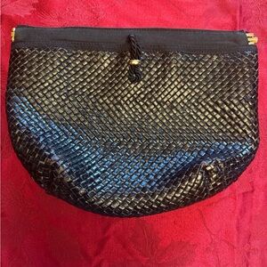Made in Italy by Goldco Vintage Black Woven Clutch Purse Bag